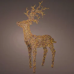 Renne lumineux 1320 Micro LED (H180cm) Dan résine tressée Brun Blanc chaud