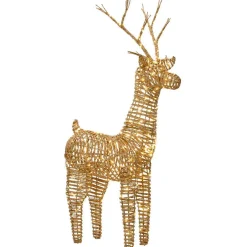 Renne lumineux 360 Micro LED (H104 cm) Dan résine tressée Naturel et Blanc chaud