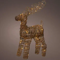 Renne lumineux à piles 50 Micro LED (H55 cm) Rotin Brun/blanc chaud