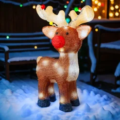 Renne lumineux solaire 48 LED (H47 cm) Dewey Blanc froid