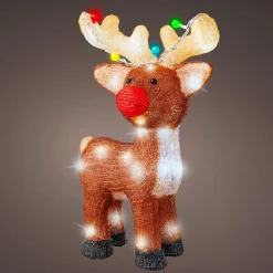 Renne lumineux solaire 48 LED (H47 cm) Dewey Blanc froid