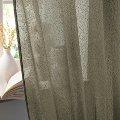 Rideau ajustable bouclette (140 x max 300 cm) Eliott Vert Kaki