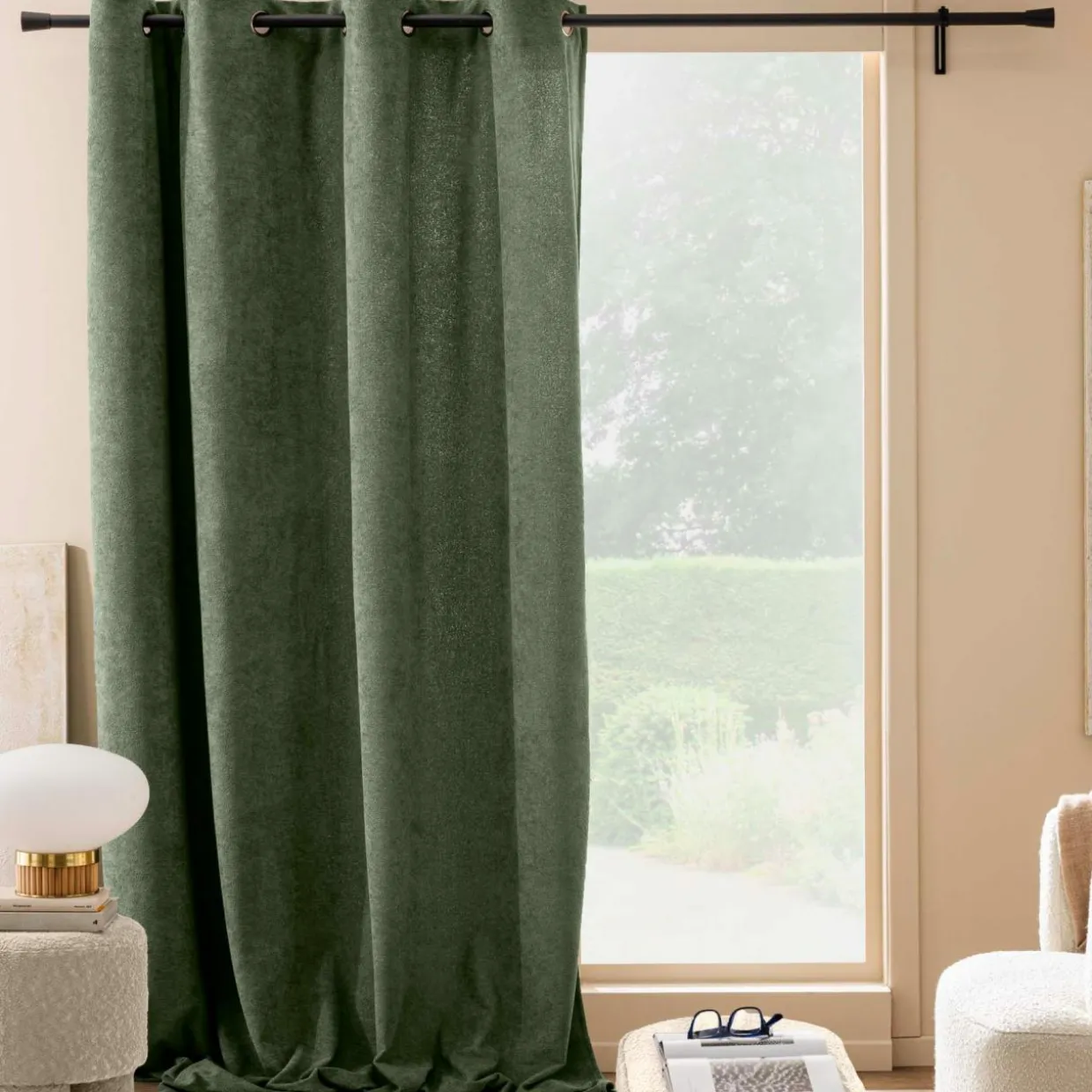 Rideau bouclette (140 x 260 cm) Winona Vert cédre