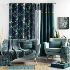 Rideau coton (140 x 240 cm) Artchic Bleu canard