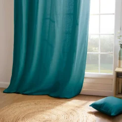 Rideau coton (140 x 260 cm) Pixel Bleu canard