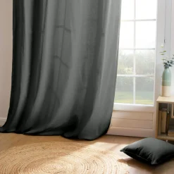 Rideau coton (140 x 260 cm) Pixel Gris anthracite