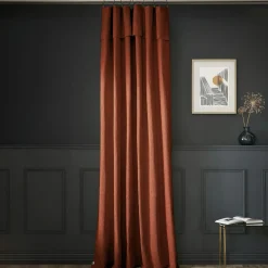 Rideau coton ajustable (140 x max 270 cm) Sixtine Terracotta