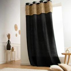 Rideau coton et jute (140 x 180 cm) Nama Noir