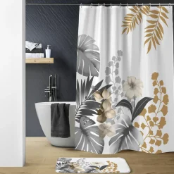 Rideau de douche à anneaux (180 x 200 cm) Kelly Blanc