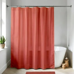 Rideau de douche à anneaux (180 x 200 cm) Uni Terracotta