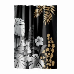 Rideau de douche à anneaux (180 x 200 cm) Kelly Noir