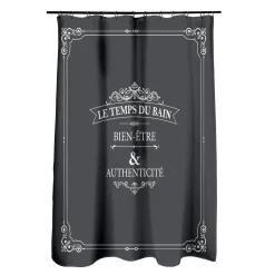 Rideau de douche à anneaux (180 x 200 cm) Vintage Gris