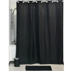 Rideau de douche avec œillets integrés (180 x 200 cm) Carrés Noir