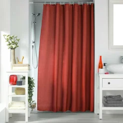Rideau de douche effet tissé à anneaux (180 x 200 cm) Quartz Terracotta