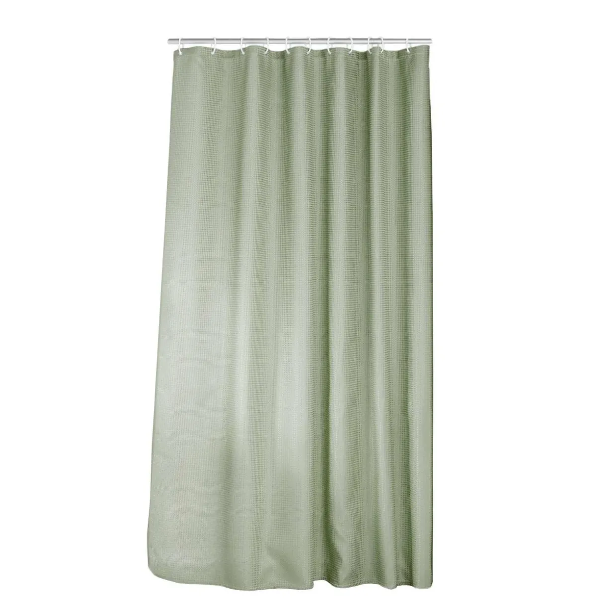Rideau de douche effet tissé à anneaux (180 x 200 cm) Quartz Vert sauge