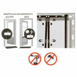 Rideau de porte Moustiquaire (100 x H220 cm) Aimanté Gris