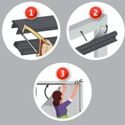 Rideau de porte moustiquaire (100 x 220 cm) Mona Gris