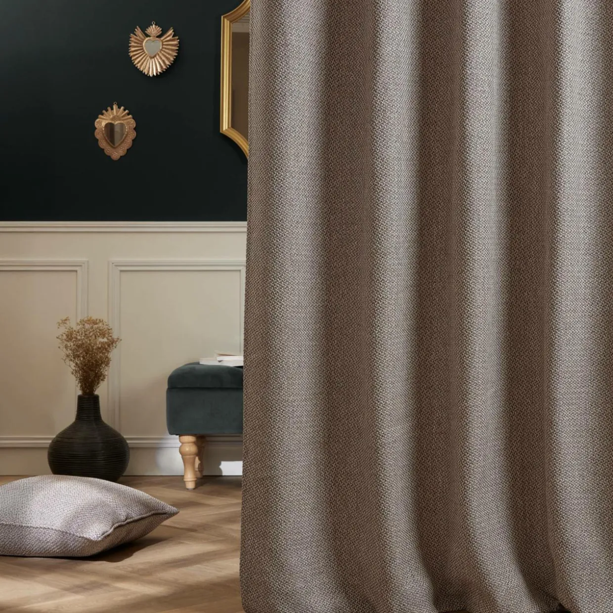 Rideau effet chiné (140 x 240 cm) James Gris galet