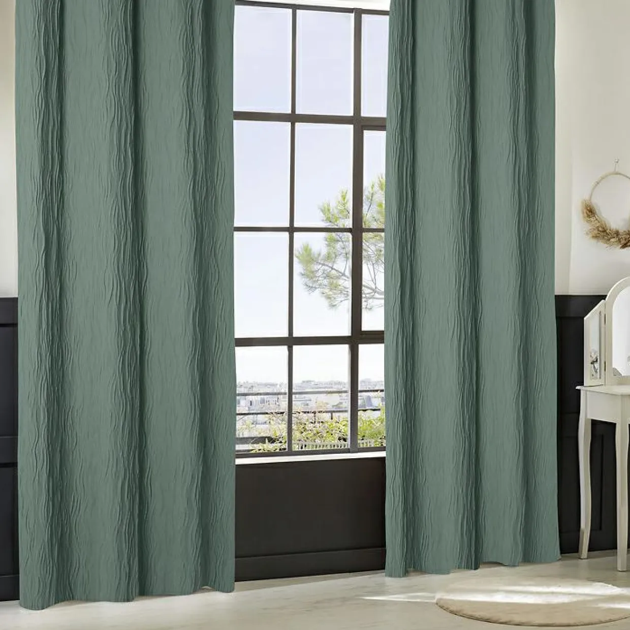 Rideau effet plissé (135 x 260 cm) Maely Bleu