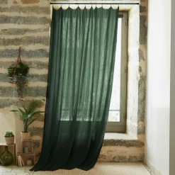 Rideau gaze de coton ajustable (180 x 300 cm) Gaïa Vert sapin