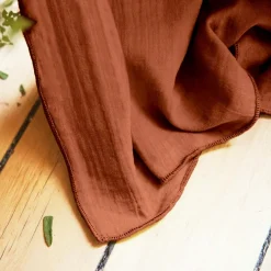 Rideau gaze de coton ajustable (140 x max 300 cm) Gaïa Terracotta