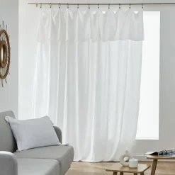 Rideau gaze de coton ajustable (280 x max 300 cm) Gaïa Blanc chantilly