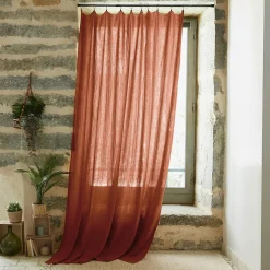 Rideau gaze de coton ajustable (180 x max 300 cm) Gaïa Terracotta