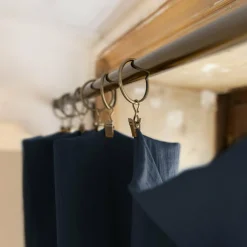 Rideau gaze de coton ajustable (180 x max 300 cm) Gaïa Bleu nuit