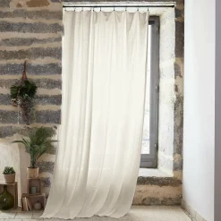 Rideau gaze de coton ajustable (140 x max 300 cm) Gaïa Beige pampa