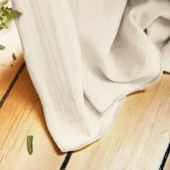 Rideau gaze de coton ajustable (140 x max 300 cm) Gaïa Beige pampa