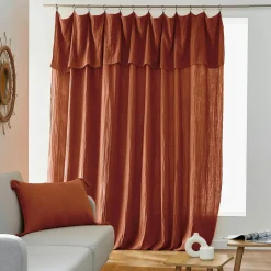 Rideau gaze de coton ajustable (280 x max 300 cm) Gaïa Terracotta