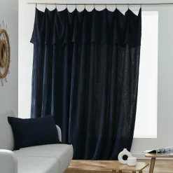 Rideau gaze de coton ajustable (280 x max 300 cm) Gaïa Bleu nuit