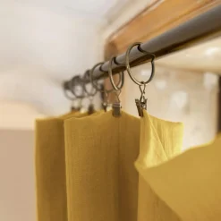 Rideau gaze de coton ajustable (280 x max 300 cm) Gaïa Jaune safran