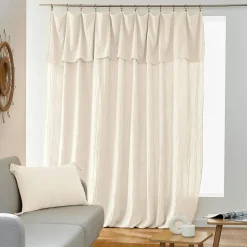 Rideau gaze de coton ajustable (280 x max 300 cm) Gaïa Beige pampa