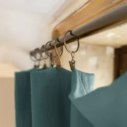 Rideau gaze de coton ajustable (280 x max 300 cm) Gaïa Bleu canard