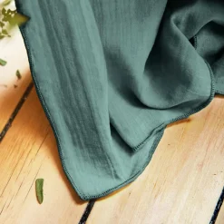 Rideau gaze de coton ajustable (280 x max 300 cm) Gaïa Bleu canard