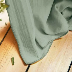 Rideau gaze de coton ajustable (140 x max 300 cm) Gaïa Vert eucalyptus