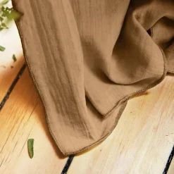 Rideau gaze de coton ajustable (280 x max 300 cm) Gaïa Camel