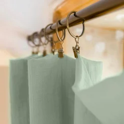 Rideau gaze de coton ajustable (280 x max 300 cm) Gaïa Vert eucalyptus