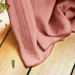 Rideau gaze de coton ajustable (280 x max 300 cm) Gaïa Rose pêche