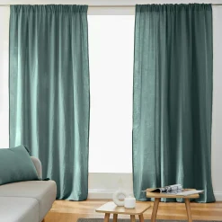 Rideau gaze de coton galon fronceur (180 x 240 cm) Gaïa Bleu canard