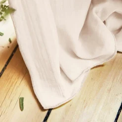 Rideau gaze de coton galon fronceur (180 x 240 cm) Gaïa Rose poudré