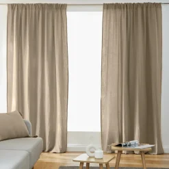 Rideau gaze de coton galon fronceur (140 x 240 cm) Gaïa Ficelle