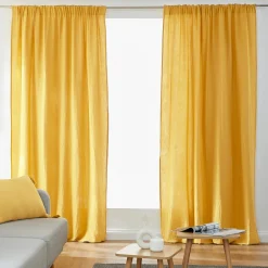 Rideau gaze de coton galon fronceur (140 x 240 cm) Gaïa Jaune safran