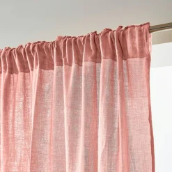 Rideau gaze de coton galon fronceur (140 x 240 cm) Gaïa Rose pêche