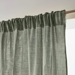 Rideau gaze de coton galon fronceur (140 x 240 cm) Gaïa Vert romarin