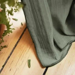 Rideau gaze de coton galon fronceur (140 x 240 cm) Gaïa Vert romarin