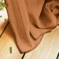 Rideau gaze de coton galon fronceur (140 x 240 cm) Gaïa Abricot