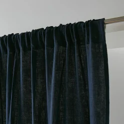 Rideau gaze de coton galon fronceur (180 x 240 cm) Gaïa Bleu nuit