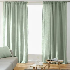 Rideau gaze de coton galon fronceur (180 x 240 cm) Gaïa Vert eucalyptus